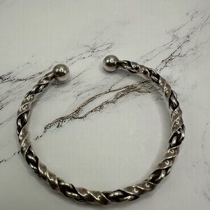 Elegant Silver Braided Cuff